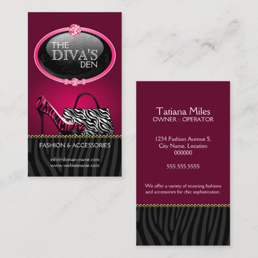 Carte De Visite Mode chic et impertinente (Devant / Derrière)