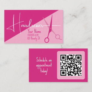 Carte De Visite Mode coiffeuse minimaliste rose