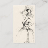 Carte De Visite MODE DE BEAUTÉ JEUNE FILLE, Dessin noir blanc (Dos)