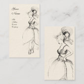 Carte De Visite MODE DE BEAUTÉ JEUNE FILLE, Dessin noir blanc (Devant / Derrière)