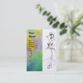 Carte De Visite MODE DE BEAUTÉ, perle blanche jaune vert rose (Debout devant)