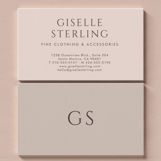 Carte De Visite Mode de Luxe Blush Rose Taupe
