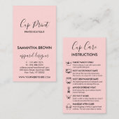 Carte De Visite Mode d'emploi de la coupe rose moderne Logo (Devant / Derrière)