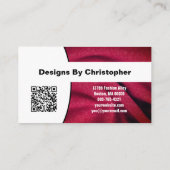 Carte De Visite Mode Designer Burgundy Fabric Texture QR Code (Dos)