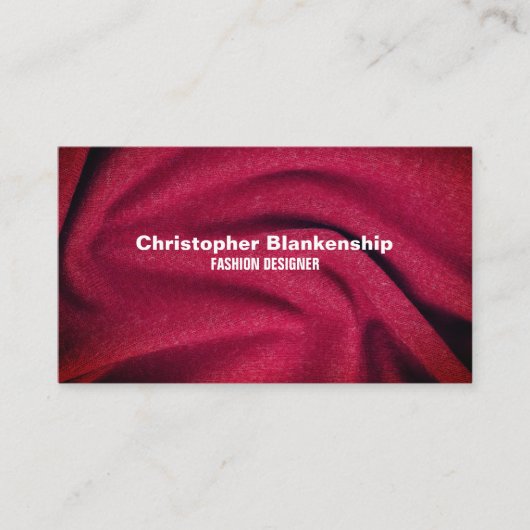 Carte De Visite Mode Designer Burgundy Fabric Texture QR Code (Devant)