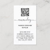Carte De Visite Mode Designer Dress Logo QR Code Silver Lace (Dos)