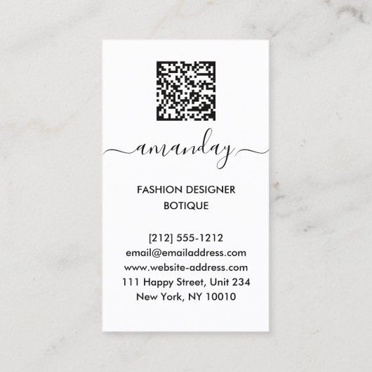 Carte De Visite Mode Designer Dress Logo QR Code Silver Lace (Dos)