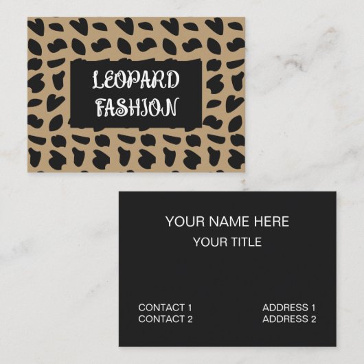 Carte De Visite Mode élégant léopard Motif léopard (Devant / Derrière)