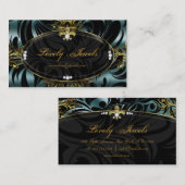 Carte De Visite Mode élégante Fleur de lis Gold Teal de bijoux (Devant / Derrière)