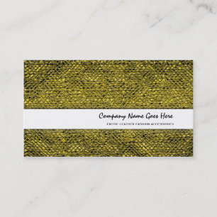 Carte De Visite Mode en cuir de peau de serpent d'or