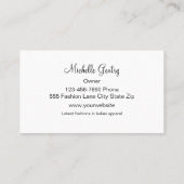 Carte De Visite Mode et style (Dos)