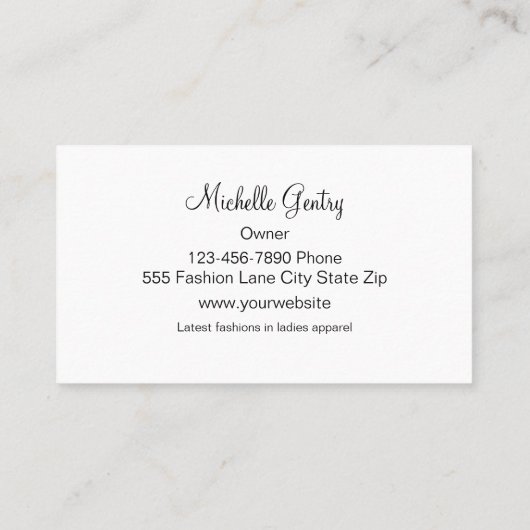 Carte De Visite Mode et style (Dos)