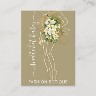 Carte De Visite Mode Floral Vert Logo QR Styliste Corps