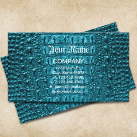 Carte De Visite mode girly bleu Alligator cuir
