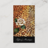 Carte De Visite mode girly stylisée empreinte de léopard blanc ros (Devant)