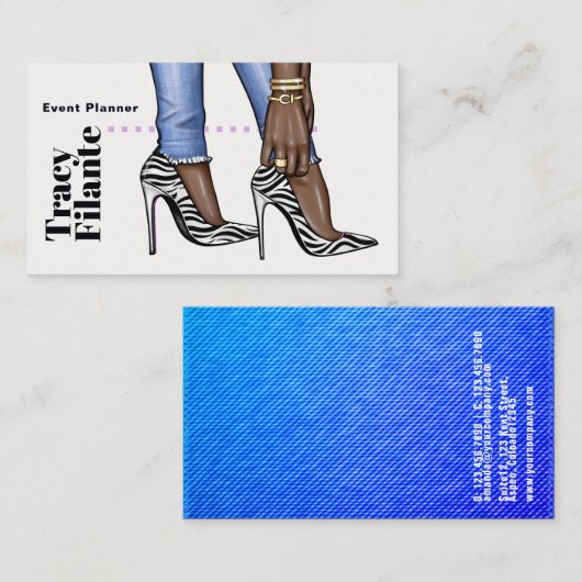Carte de visite mode Glam Chic Zèbre (Devant / Derrière)