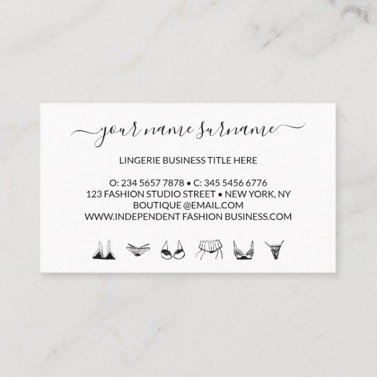 Carte De Visite Mode lingerie (Dos)