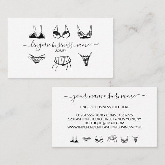 Carte De Visite Mode lingerie (Devant / Derrière)
