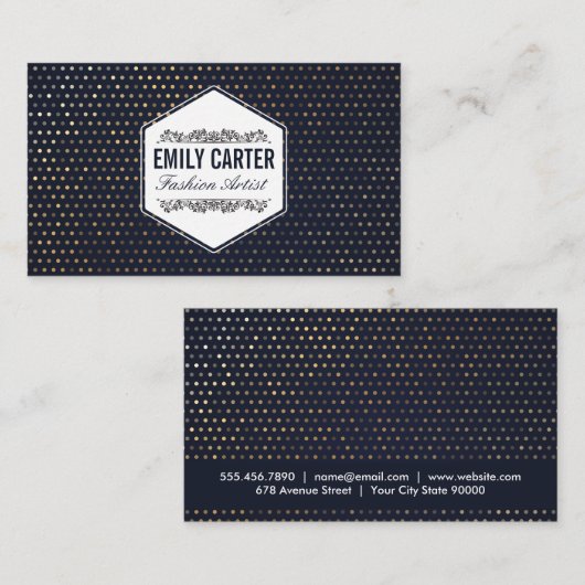 Carte De Visite Mode | Luxe | Motif doré profond (Devant / Derrière)