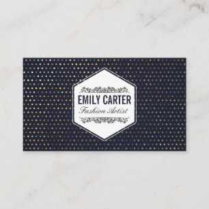 Carte De Visite Mode Luxe Motif tacheté or bleu profond