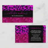 Carte De Visite Mode moderne Parties scintillant rose violet Leopa (Devant / Derrière)