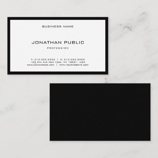 Carte De Visite Mode noir blanc moderne simple Top simple (Devant / Derrière)