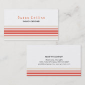 Carte De Visite Mode propre rayé rouge simple (Devant / Derrière)