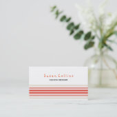 Carte De Visite Mode propre rayé rouge simple (Debout devant)