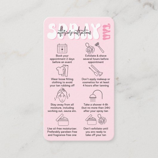 Carte De Visite Mode Retro Spray rose Tan Instructions (Devant)