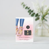 Carte de visite mode rose et or (Debout devant)