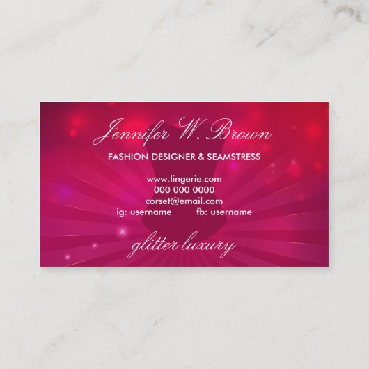 Carte De Visite Mode Rose Lux Corset Lingerie (Dos)