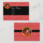CARTE DE VISITE MODE ROUGE DERRIÈRE LE MONOGRAMME RUBY GEM (Devant / Derrière)