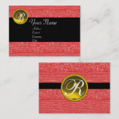 CARTE DE VISITE MODE ROUGE PANNEAUX JAUNE TOPAZ GEM MONOGRAM (Devant / Derrière)