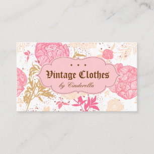 Carte De Visite Mode vintage Florale Vêtements rose crème blanch