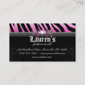 Carte De Visite Mode Zèbre Bijoux moderne rose (Dos)