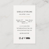 Carte De Visite Model Actor Photo Neutral Beige (Dos)