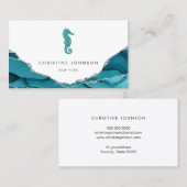Carte De Visite modèle à cheval bleu vagues (Devant / Derrière)