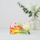 Carte De Visite Modèle Abstrait bleu jaune rose moderne (Debout devant)