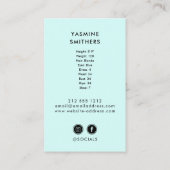 Carte De Visite Modèle acteur chanteur danseur SOCIAL Mint Green P (Dos)