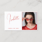 Carte De Visite Modèle Acteur photo promotion Rouge et blanc (Devant)