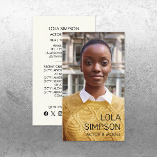 Carte De Visite Modèle Actor Entertainment Photo professionnelle