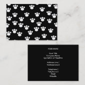 Carte De Visite Modèle animal noir et blanc d'empreinte de patte (Devant / Derrière)