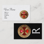 Carte De Visite MODÈLE ANTIQUE CROIX Rouge Ruby Gem Perle Monogram (Devant / Derrière)