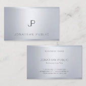 Carte De Visite Modèle Argent Élégant Monogramme Cool professionne (Devant / Derrière)