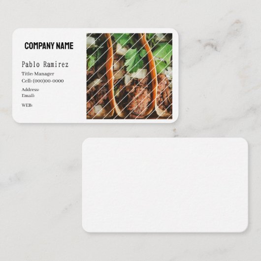 CARTE DE VISITE MODÈLE BASIC, Taqueria (Devant / Derrière)