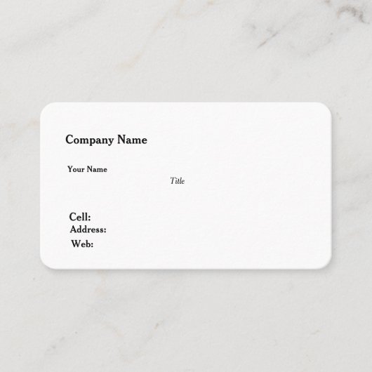 Carte de visite Modèle blanc de base (Devant)