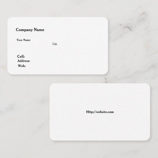 Carte de visite Modèle blanc de base (Devant / Derrière)