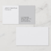 Carte De Visite Modèle blanc gris élégant et moderne (Devant / Derrière)