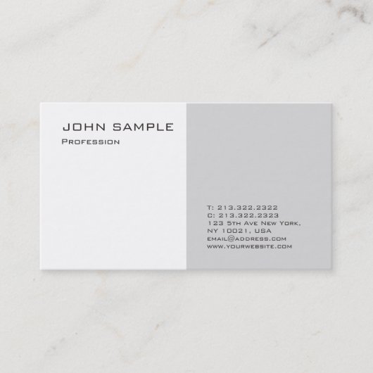 Carte De Visite Modèle blanc gris élégant et moderne (Devant)