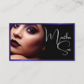 Carte De Visite Modèle bleu violet noir Influencée photo (Devant)